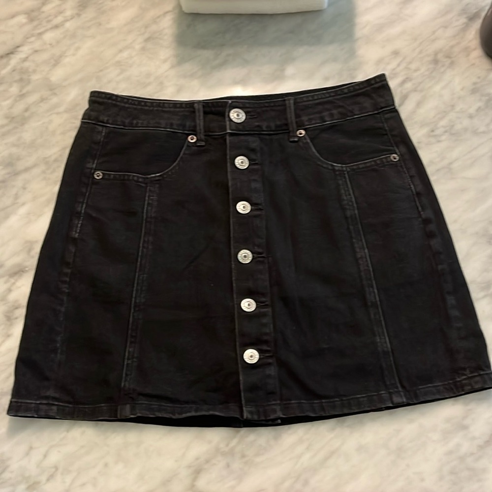 American Eagle Black Denim High Rise A Line Skirt. Excellent Condition. Size 6